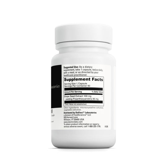DAVINCI Grape Seed-100 capsules close-up for easy daily wellness.