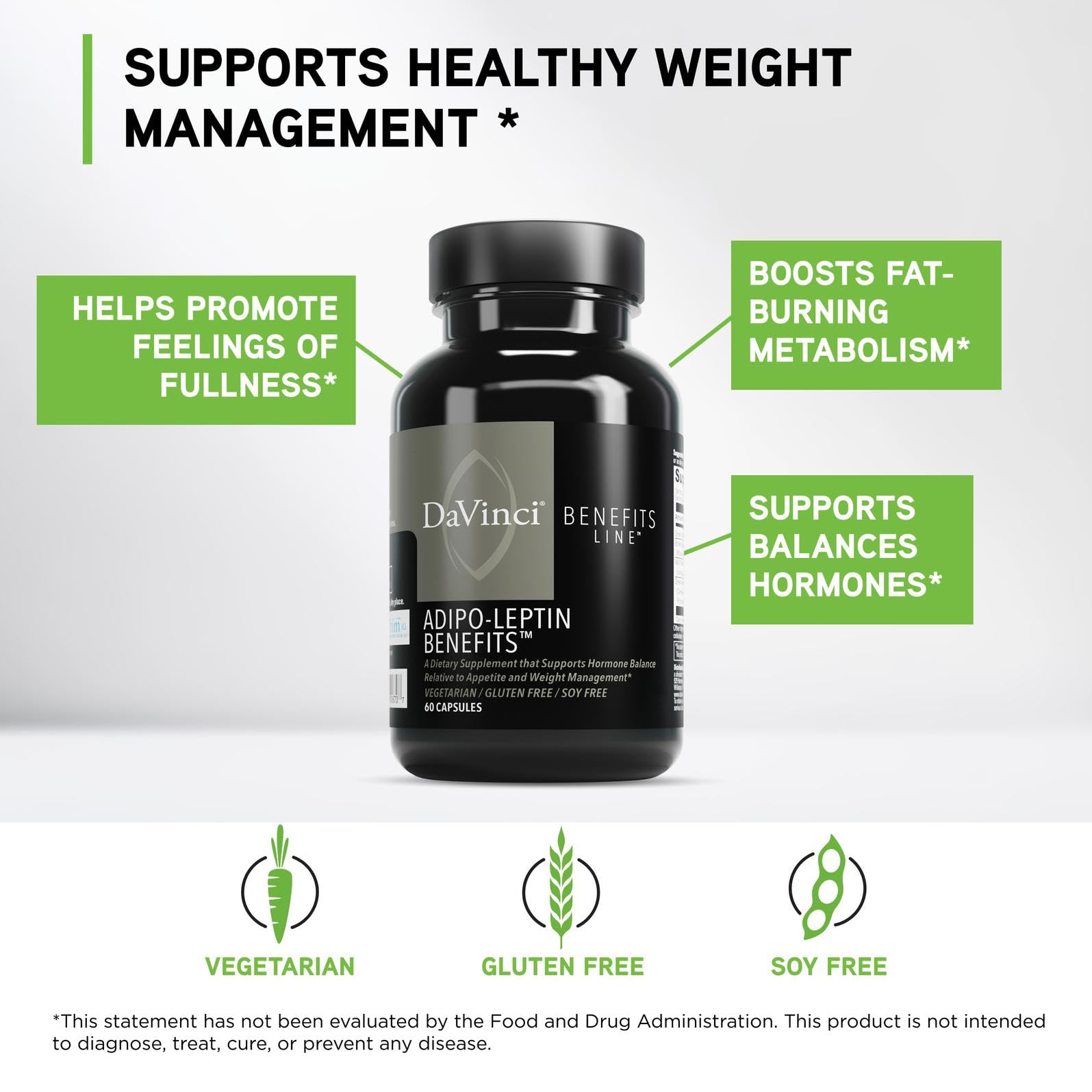 DAVINCI green tea extract detail indicating natural energy support.