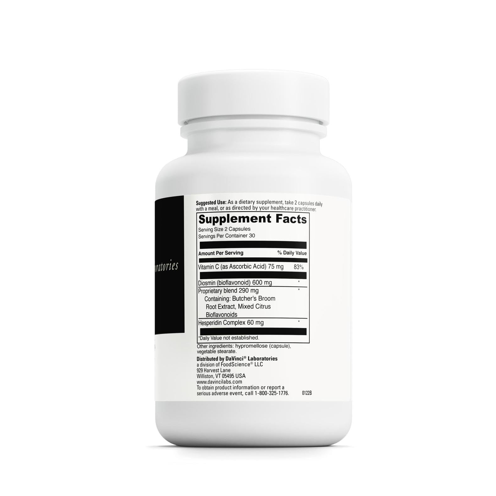 DAVINCI Healthy Veins bottle cap; 60 vegetable capsules for daily vascular support