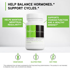 Front label of DAVINCI Inositol Vitex Plus with product name and purpose.