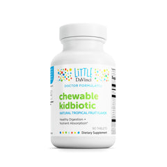 DAVINCI Kidbiotic chewable tablet in tropical fruit flavor for kids.