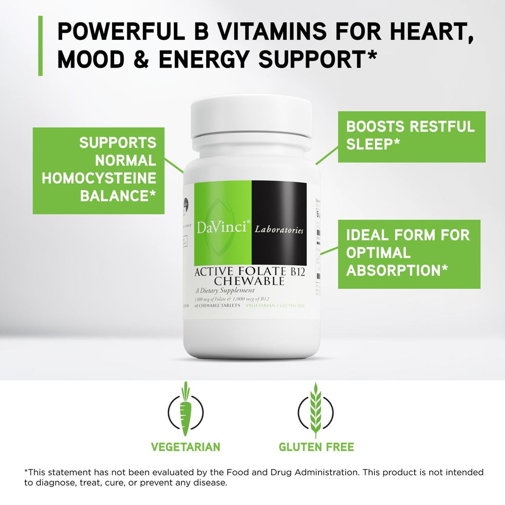 DAVINCI label detail shows high potency folate and B12.