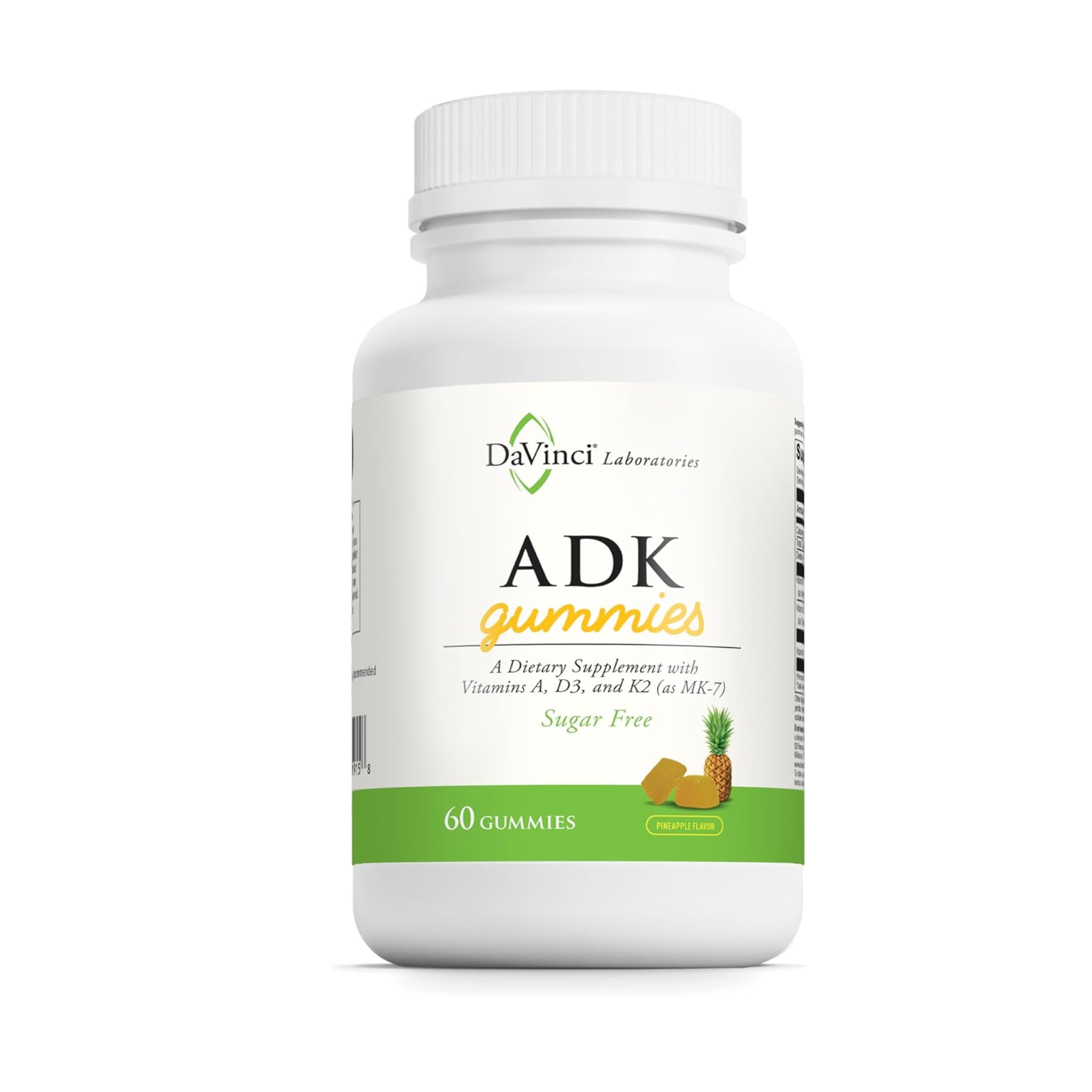 DAVINCI ADK Gummies support bone health with MK-7 and D3 for calcium metabolism.