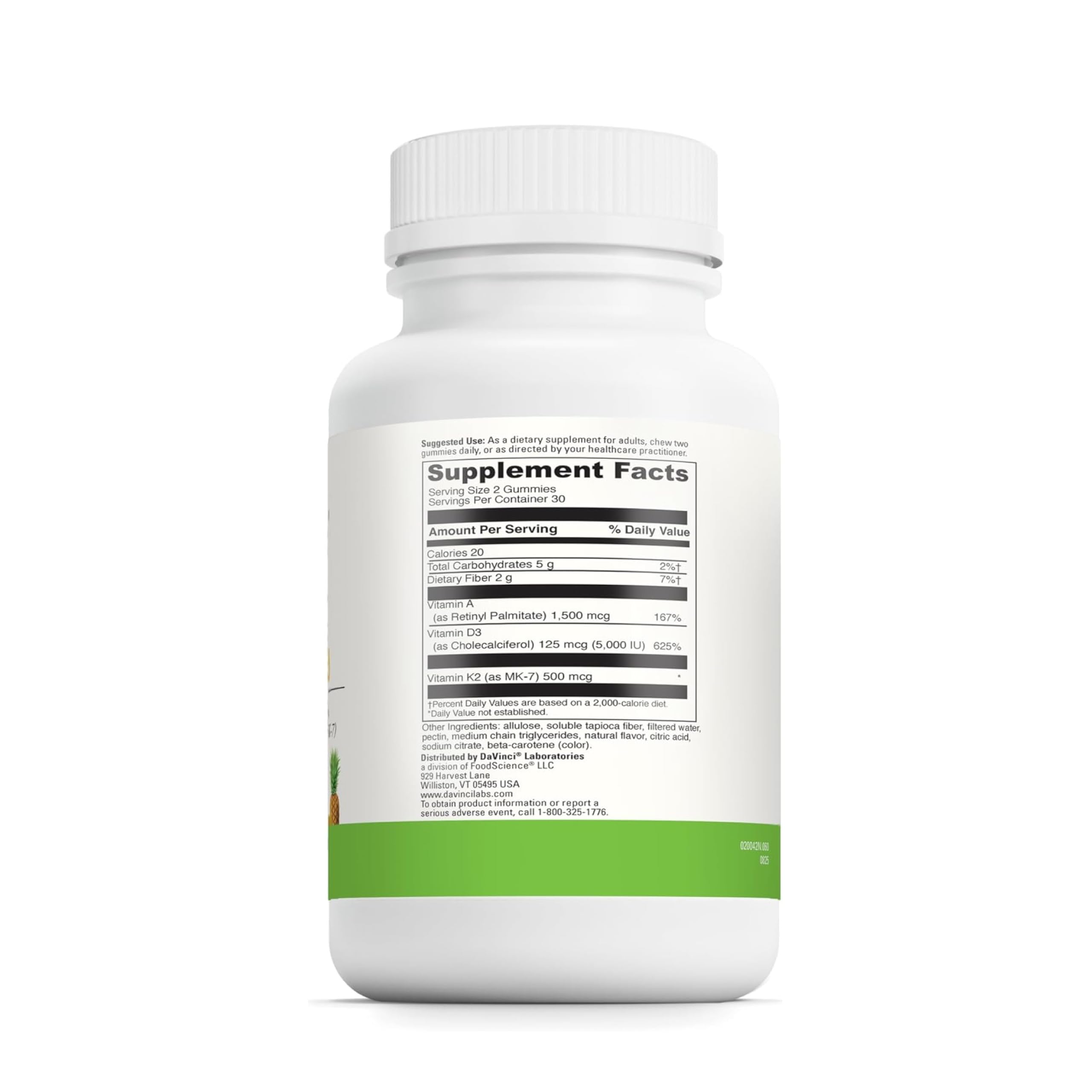 DAVINCI ADK Gummies boost immune support with vitamin A and D3.