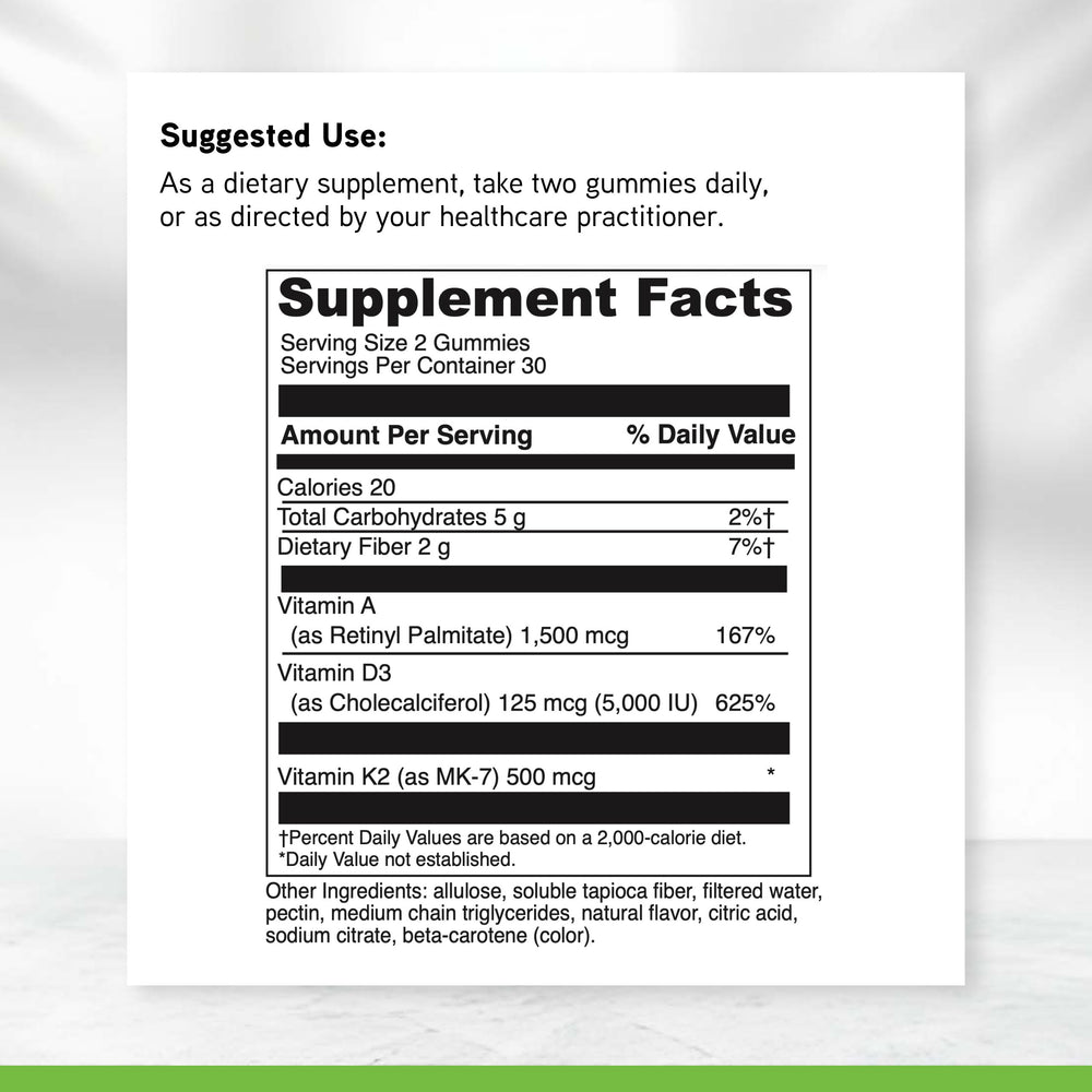 DAVINCI ADK Gummies MK-7 and D3 promote calcium metabolism.