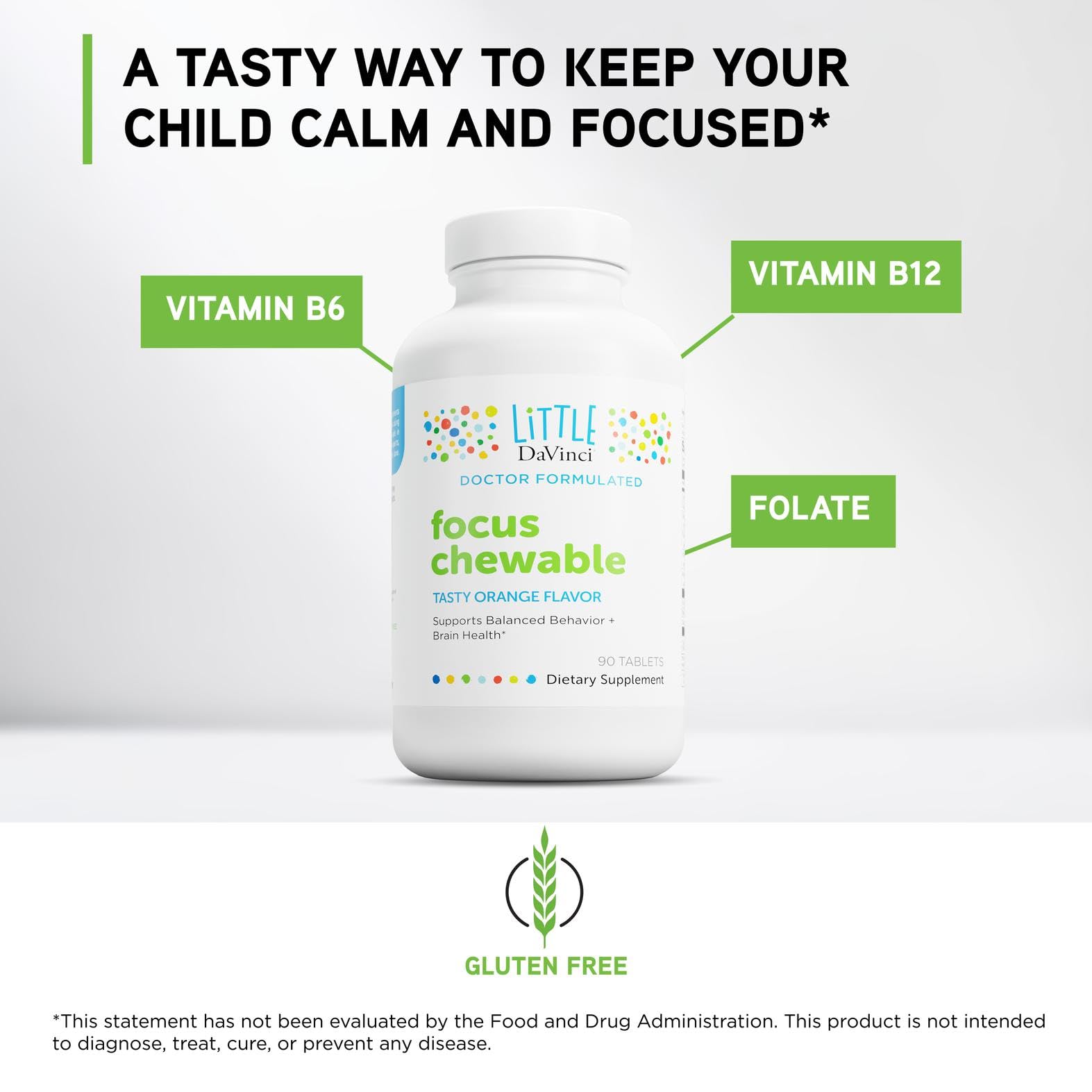 DAVINCI Labs Focus Chewable being taken by a child during routine.