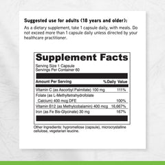DaVinci Labs Iron Bis-Glycinate vegan capsules for plant-based iron intake.