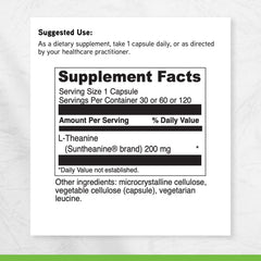 DaVinci L-Theanine ingredients panel with vegetarian capsules.