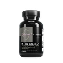 DaVinci Labs Methyl Benefits bottle front, gluten-free vegetarian capsules for methylation support