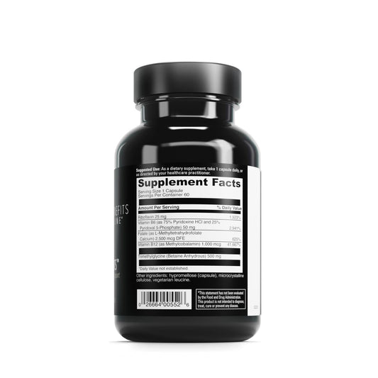 DaVinci Labs Methyl Benefits capsules closeup, high-potency B vitamins for energy