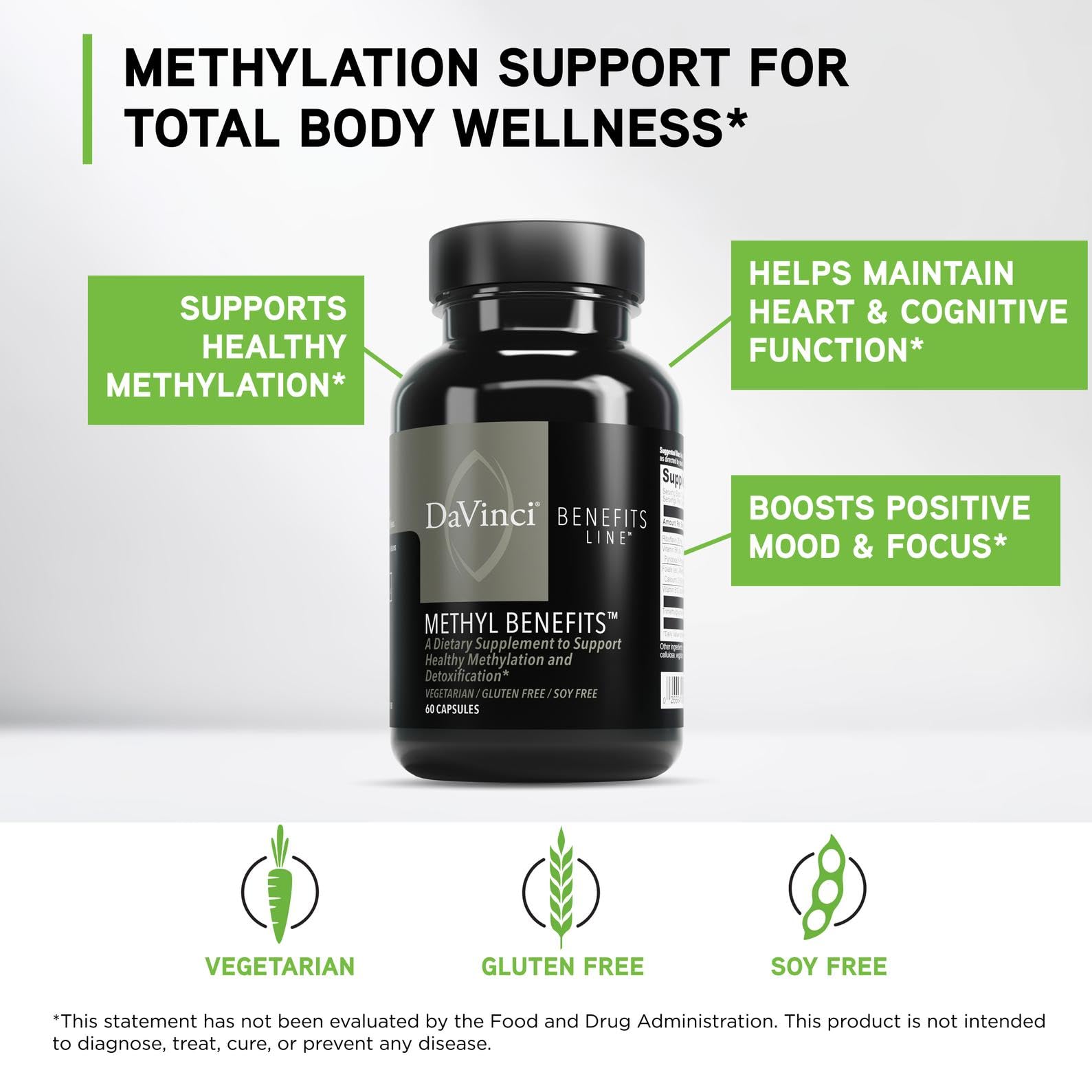 DaVinci Labs Methyl Benefits label with ingredients and dosage details