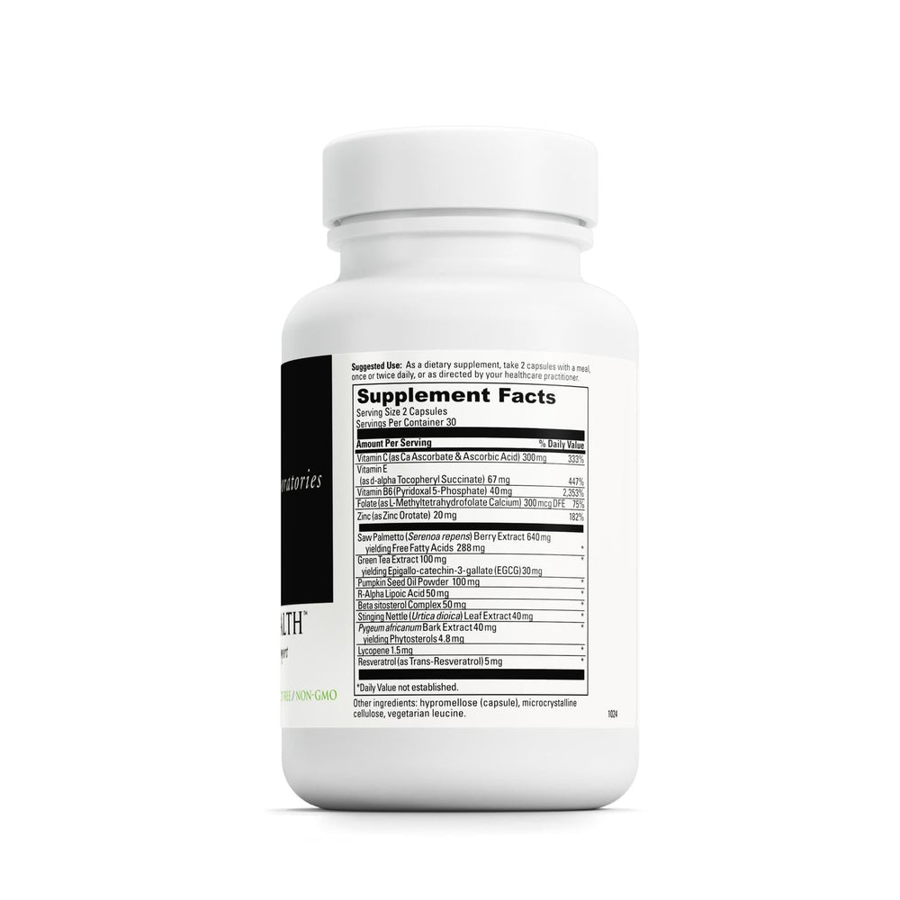 Closeup of DAVINCI Labs Prostate Health capsules arranged for daily use