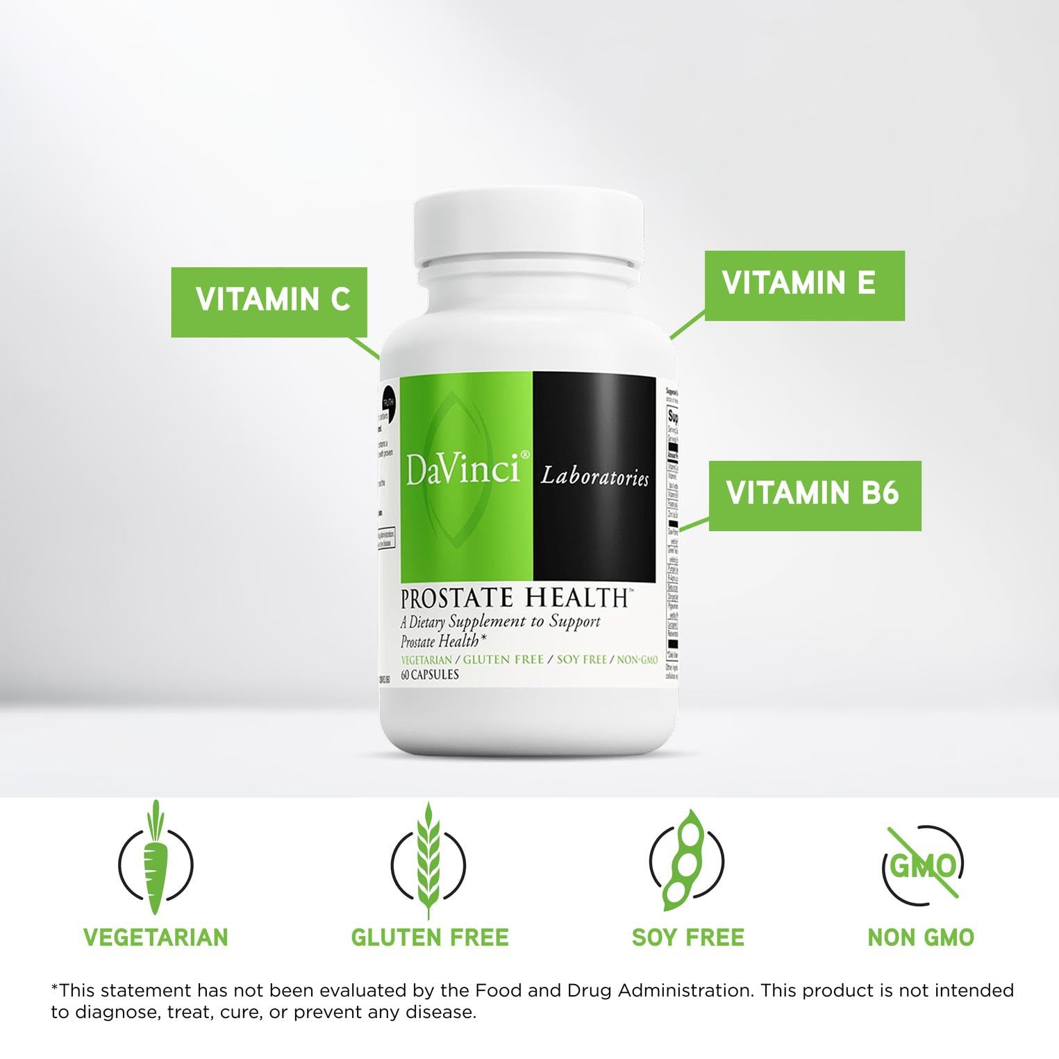 DAVINCI Labs Prostate Health label highlights saw palmetto and EGCG ingredients