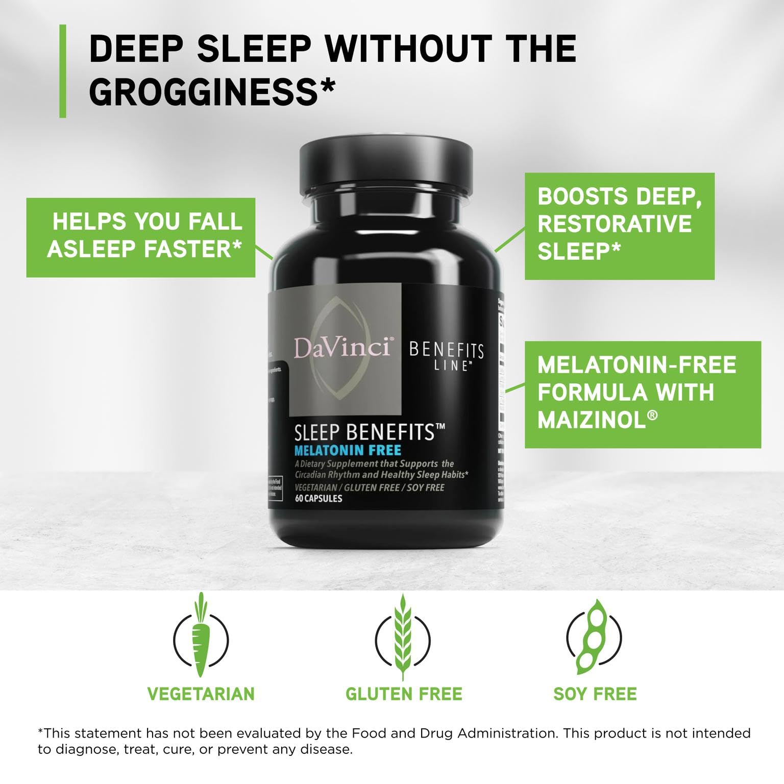 DaVinci Labs Sleep Benefits capsule with Suntheanine L-Theanine for calm evenings