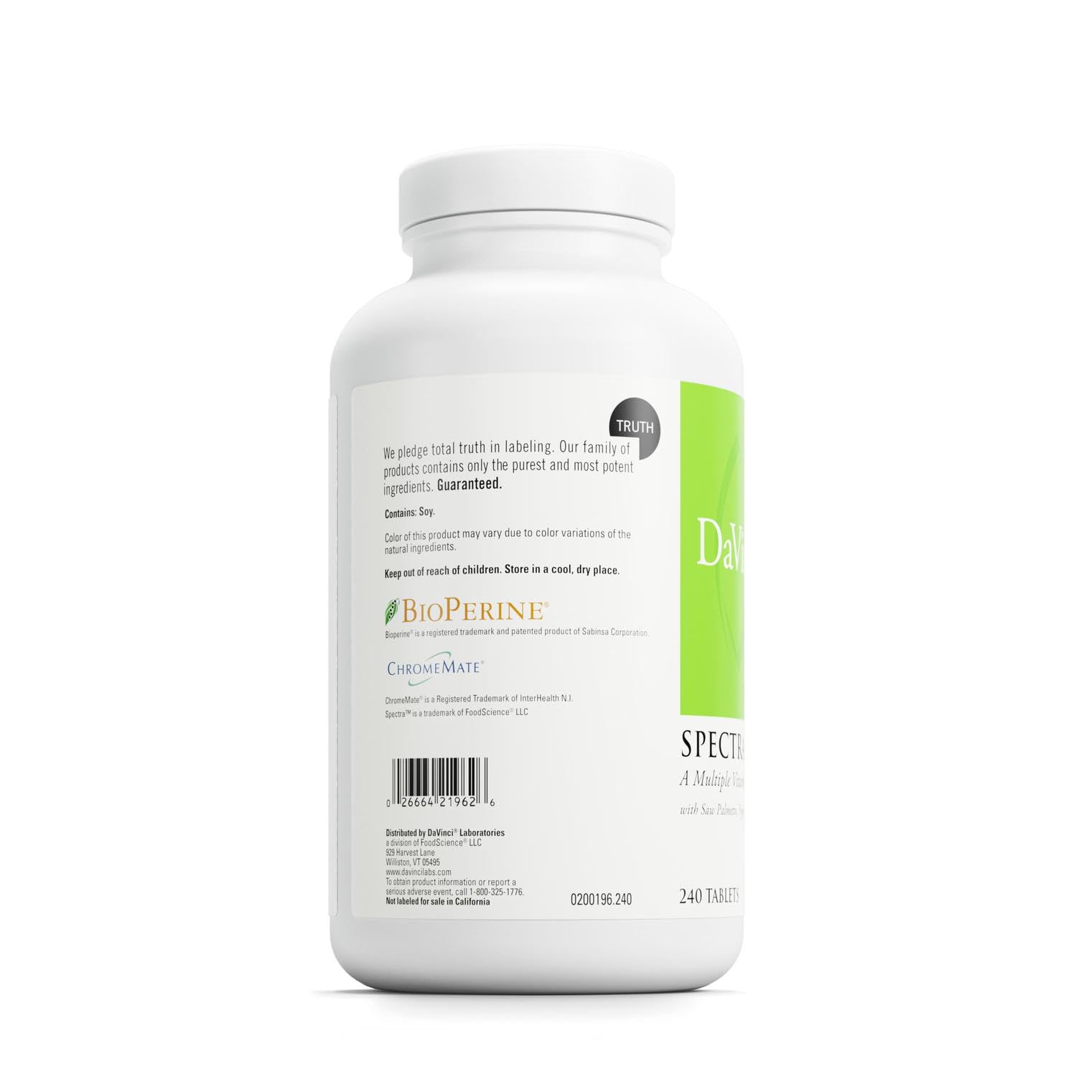 Davinci Labs Spectra Man tablets close-up capturing compact daily dose.