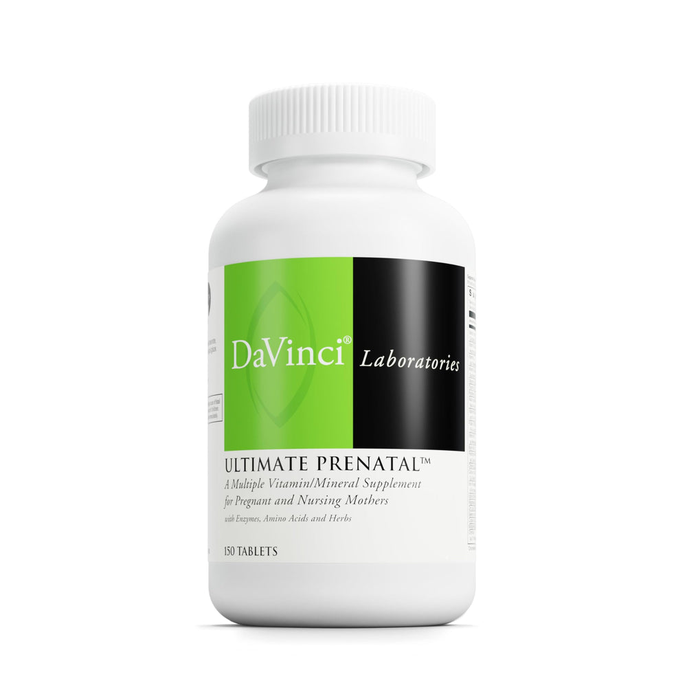 DaVinci Labs Ultimate Prenatal bottle on shelf, convenient daily capsules for pregnancy support.