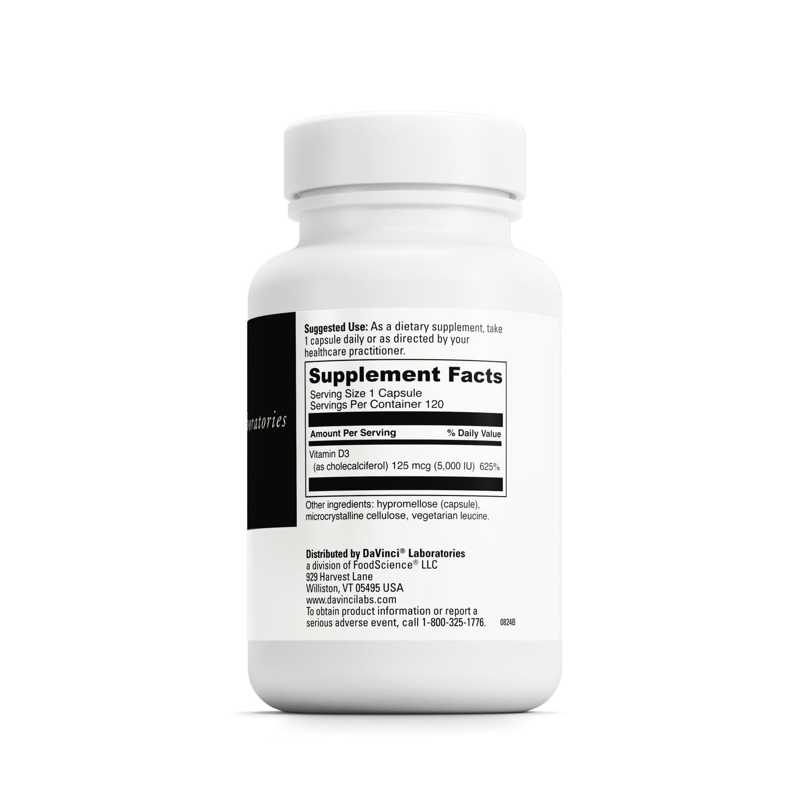 DAVINCI Labs Vitamin D3 capsules ready to support immune health.