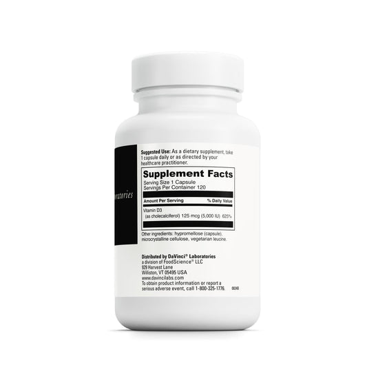 DAVINCI Labs Vitamin D3 capsules ready to support immune health.