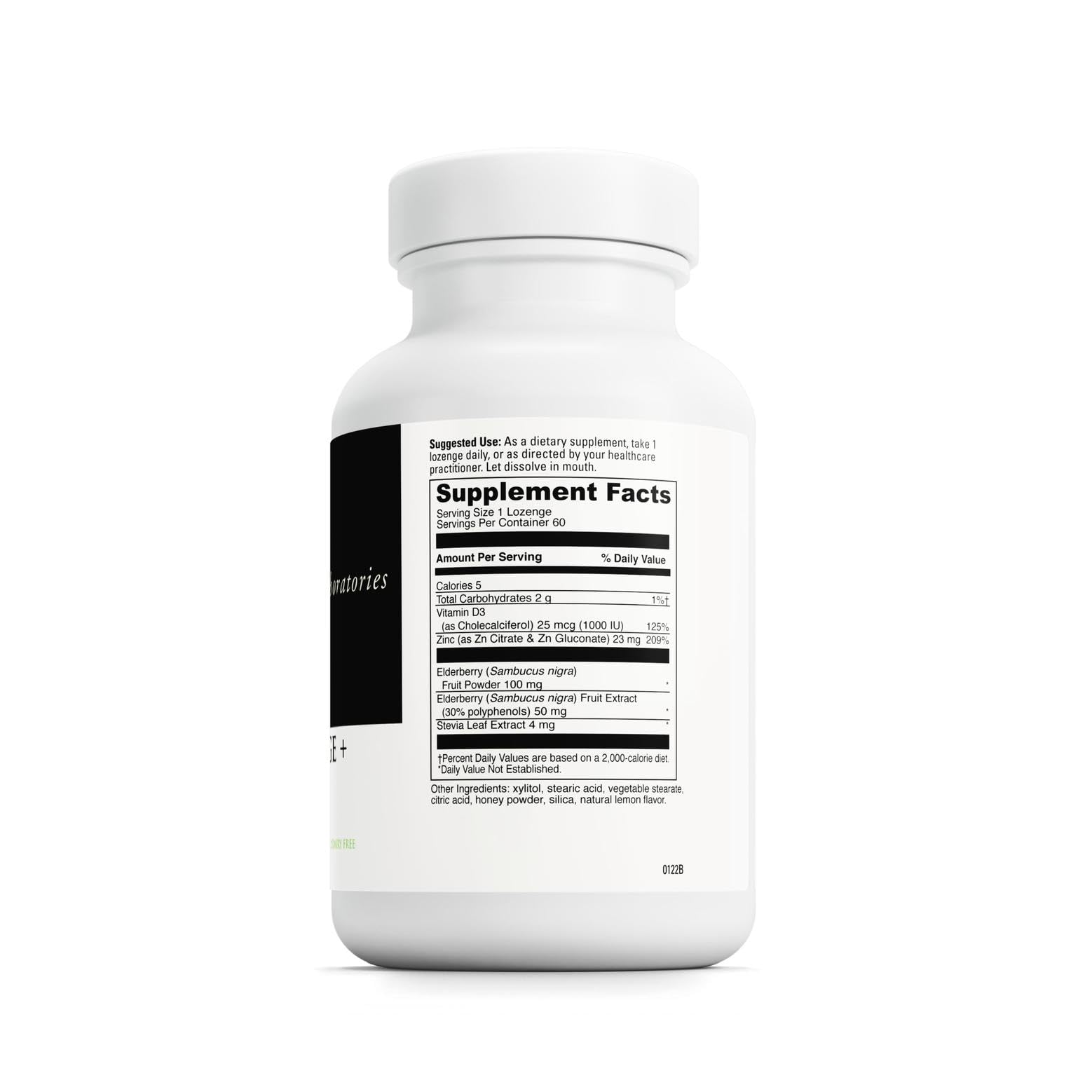 Packaging of DAVINCI zinc lozenge highlighting vitamin D3 and elderberry