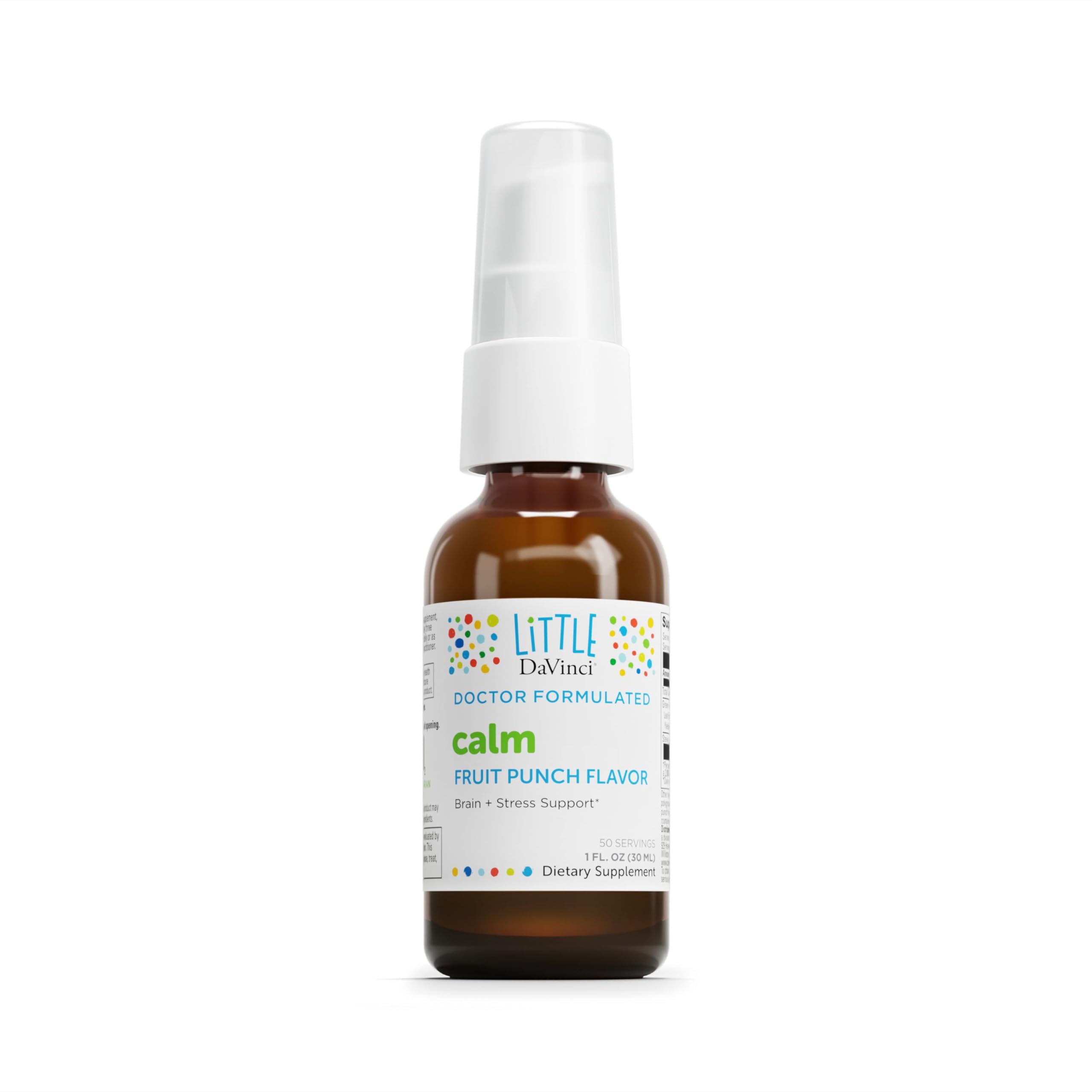 DAVINCI Little Calm bottle front view showing fruit punch flavor for calm focus.