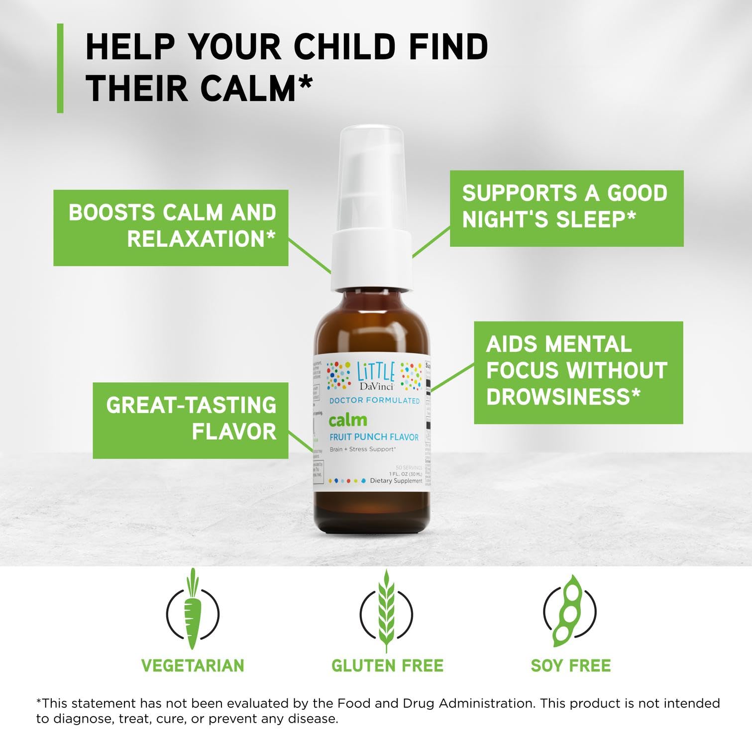 Pipette dropper included with DAVINCI Little Calm for easy dosing.