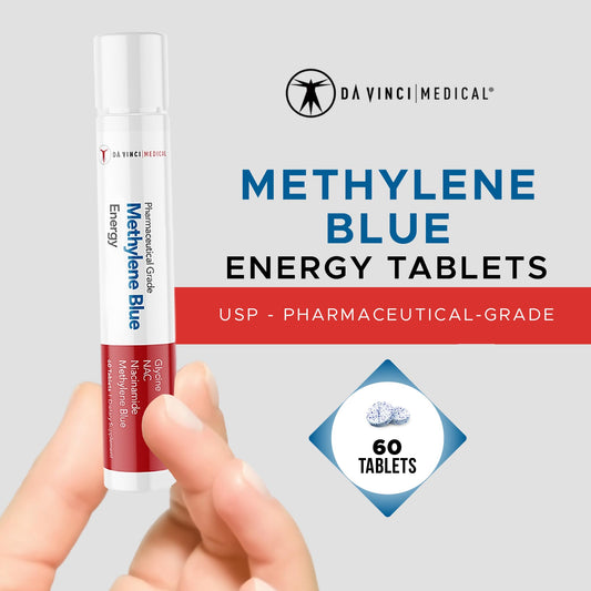 Da Vinci Medical Methylene Blue tablet close-up showing uniform dosage