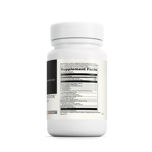 Davinci MultiPhase Detox bottle back shows ingredients and gluten-free claim.