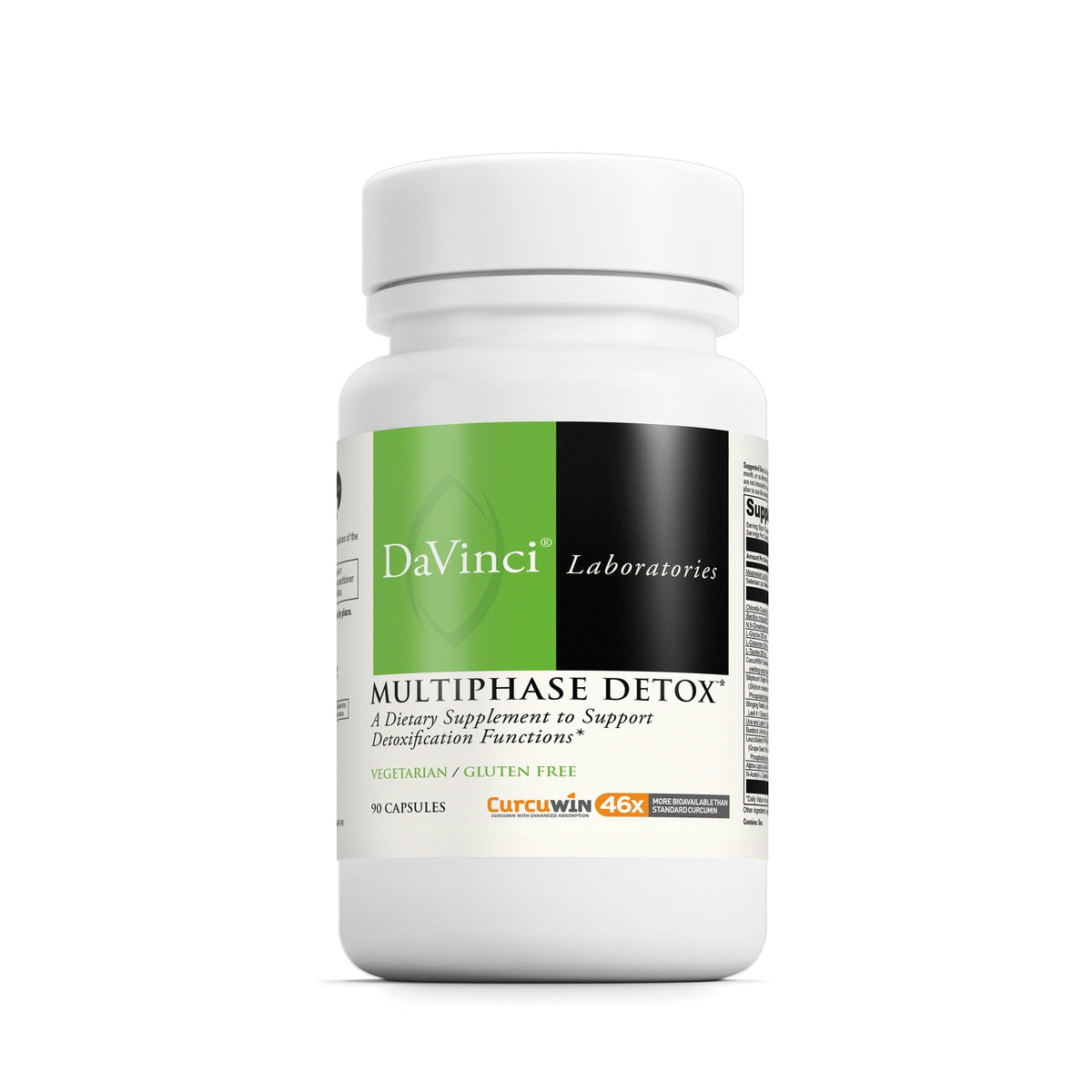 Davinci MultiPhase Detox bottle front view for detox support.