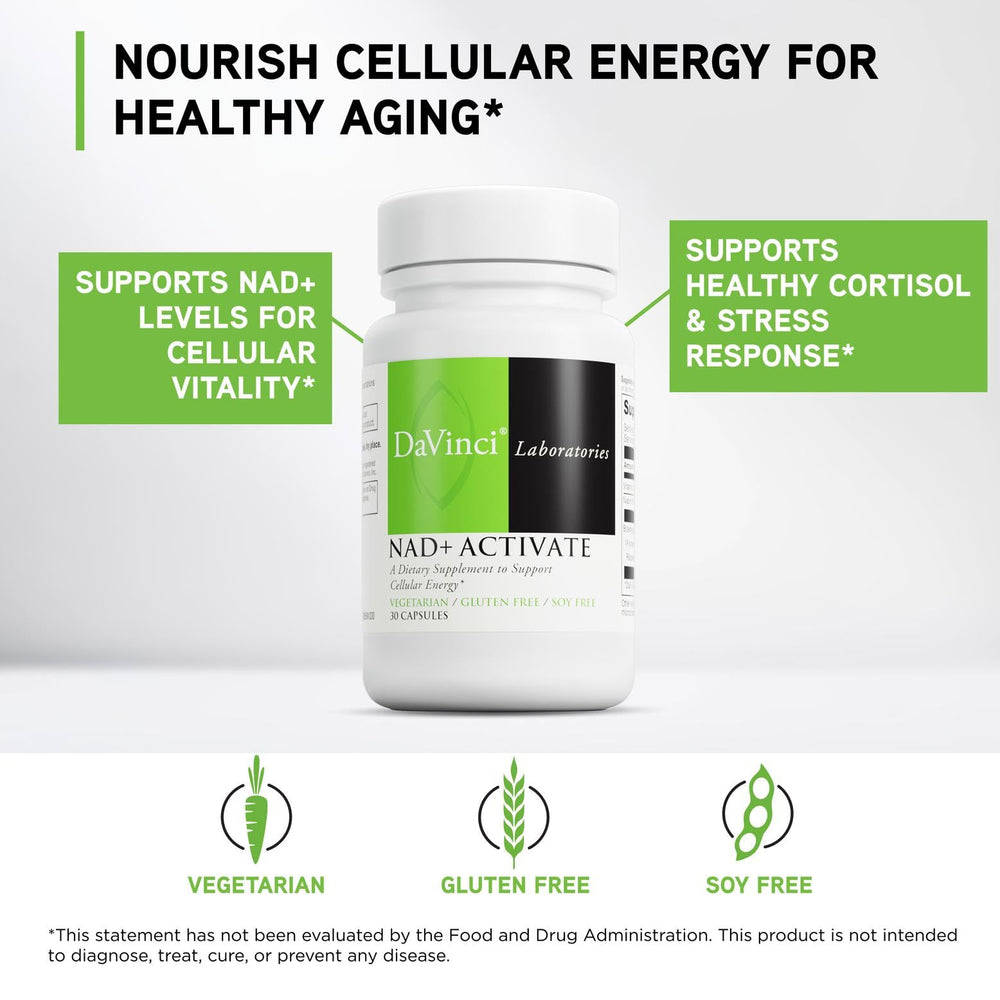 DAVINCI NAD+ Activate capsule close-up showing vegetarian capsule