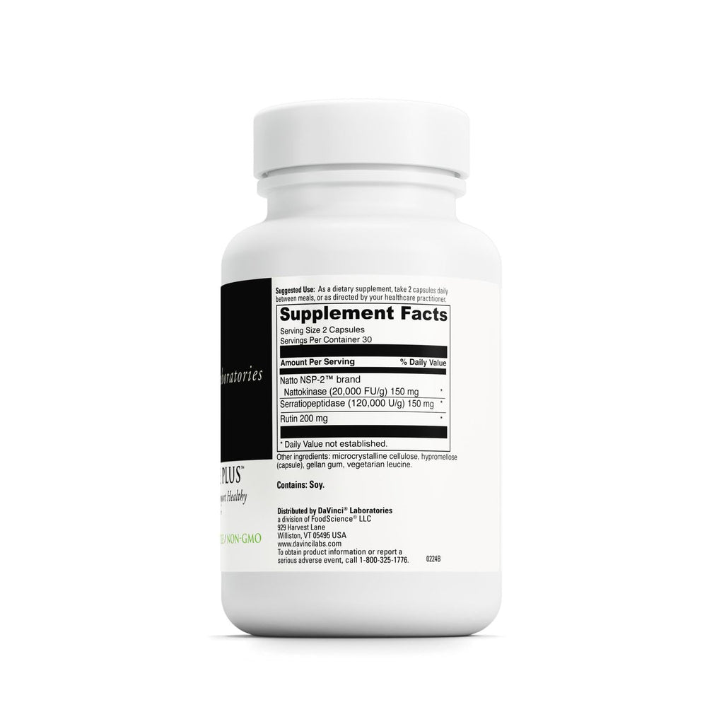 DAVINCI Nattokinase Plus bottle back with supplement details