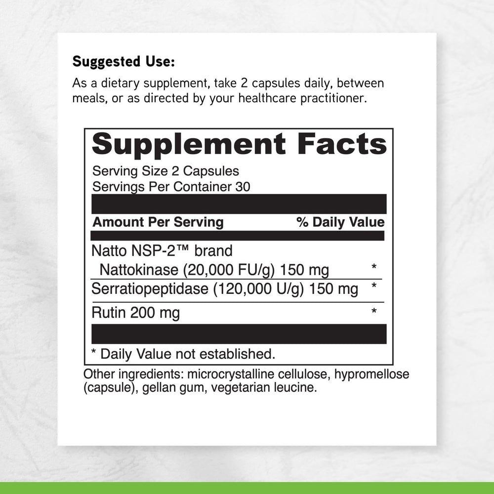 DAVINCI Nattokinase Plus box packaging highlighting gluten-free and vegetarian formula