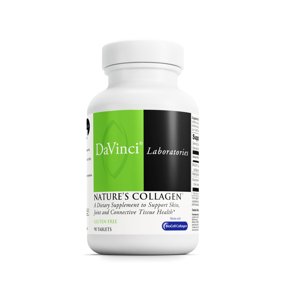 DAVINCI Natures Collagen bottle display highlighting joint support and skin vitality.