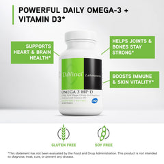 DAVINCI Omega 3 HP-D ingredients label emphasizes purity and potency.