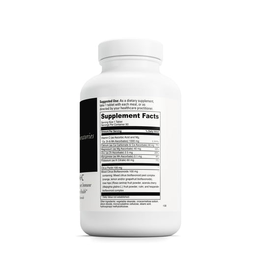 Poten-C tablets close-up highlighting ascorbate vitamin C