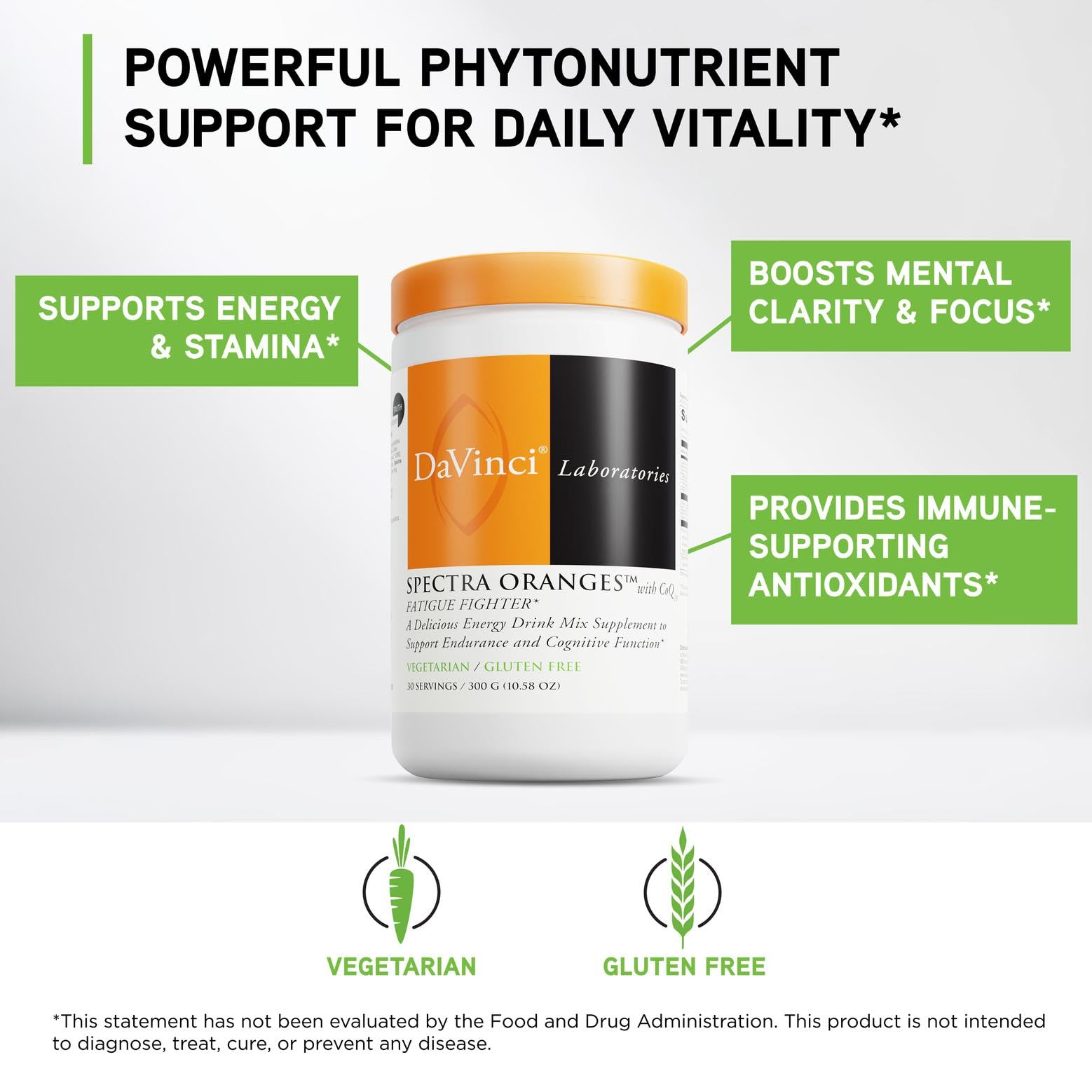 DaVinci Spectra Orange powder poured into a glass, signaling endurance-friendly energy.