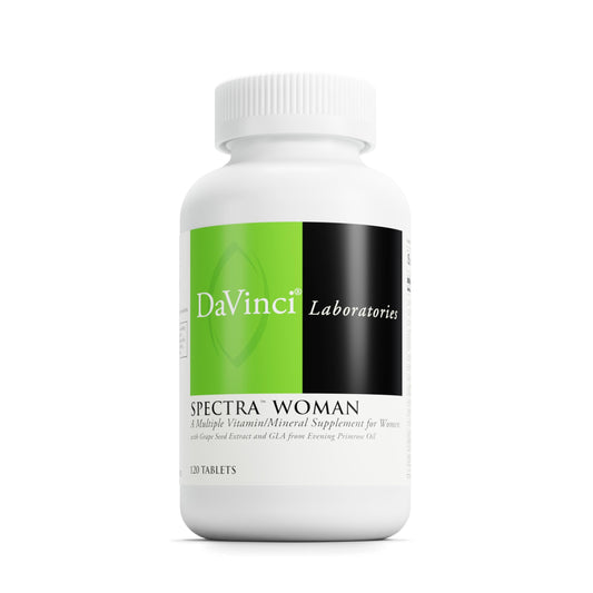 DaVinci Spectra Woman bottle front; a complete vitamin and mineral formula for women.