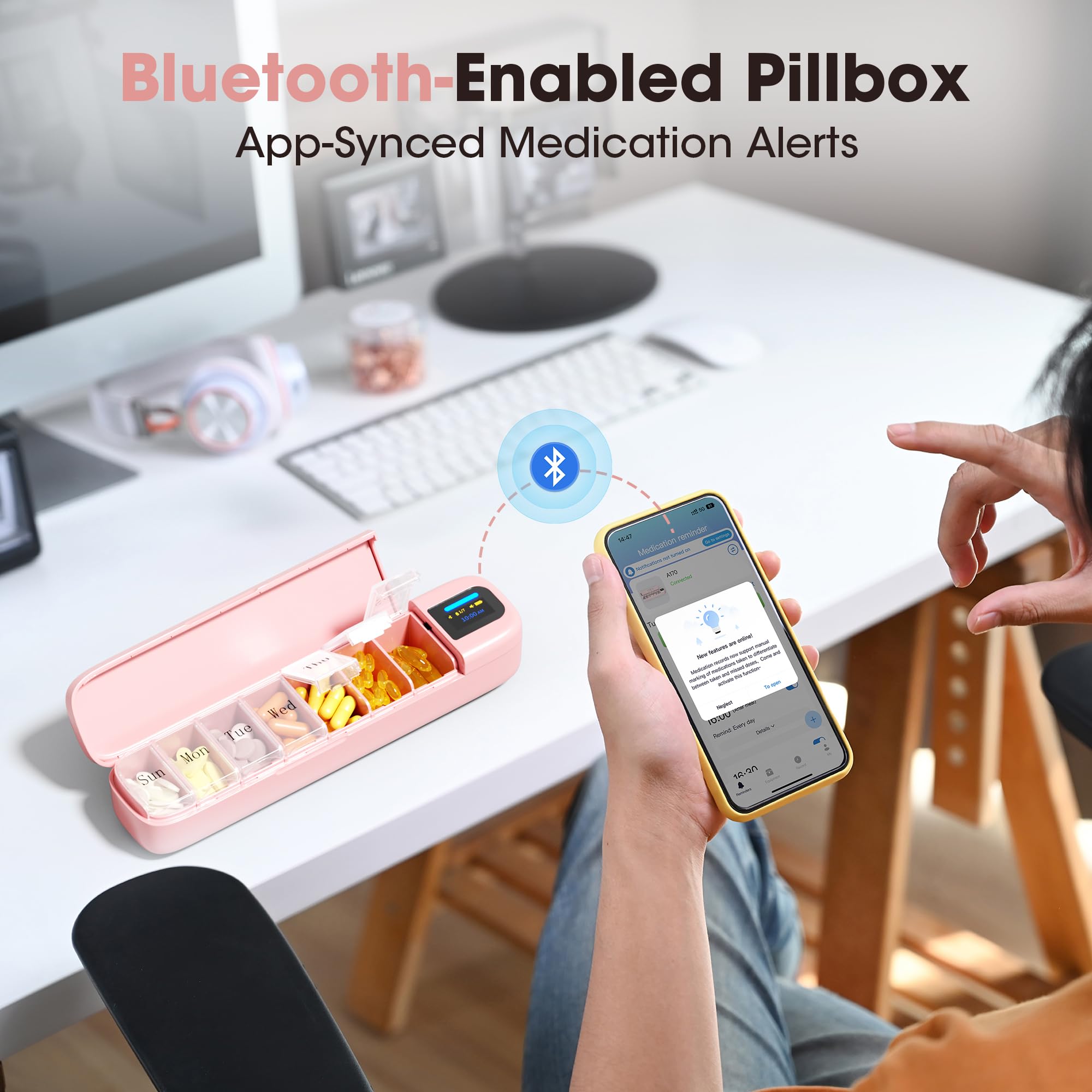 Daviky portable pill dispenser for travel, easy to carry on the go.
