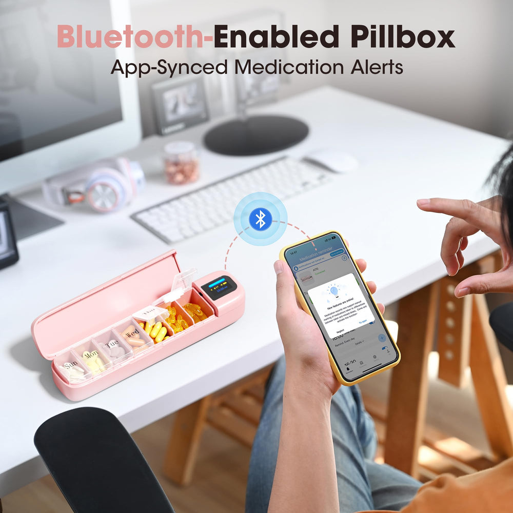 Daviky portable pill dispenser for travel, easy to carry on the go.