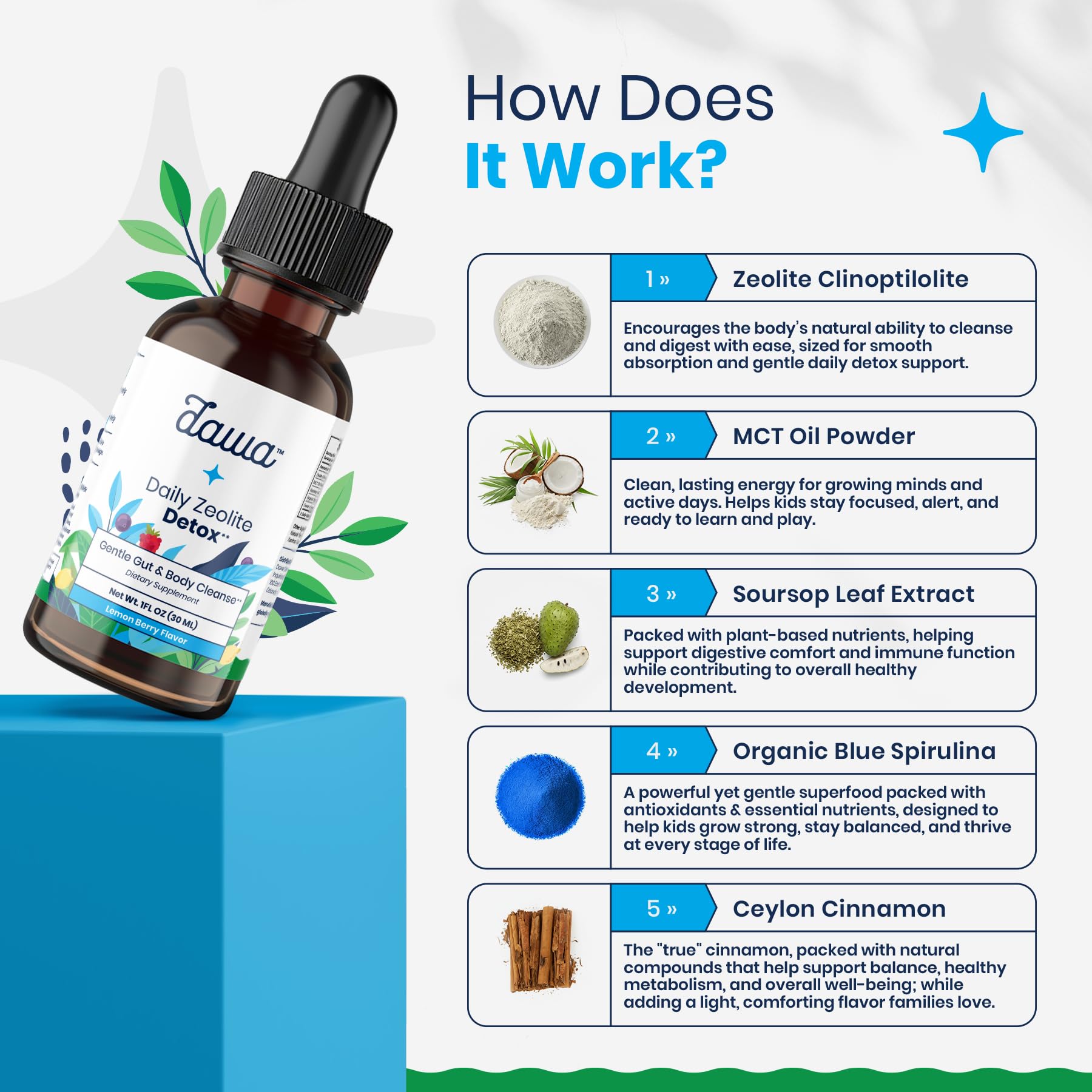 Dawa Detox blue spirulina and MCT oil ingredient blend for focus