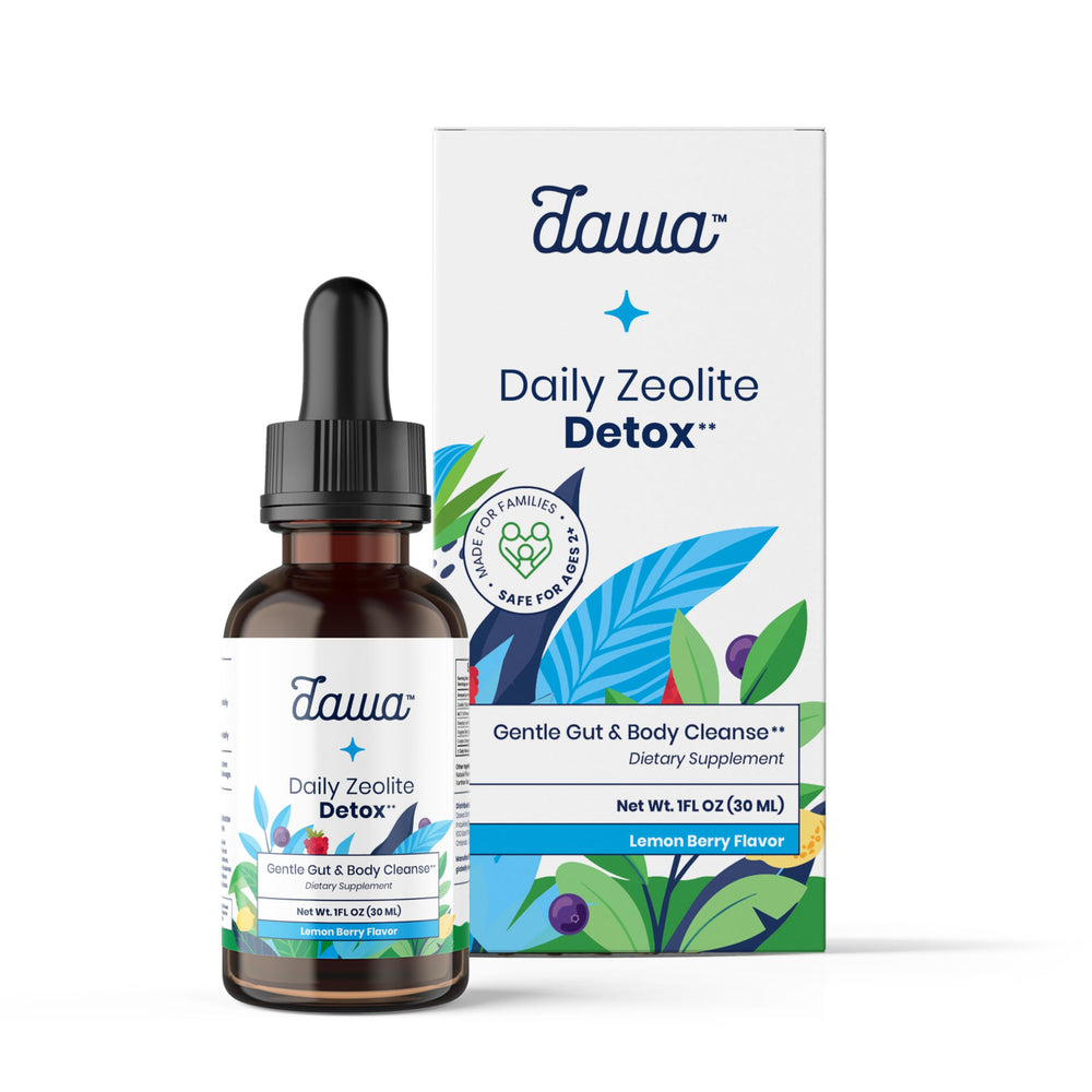 Dawa Detox zeolite 5-in-1 bottle with daily detox support