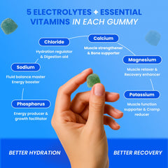 Day One Electrogummies 60-count label emphasizes five electrolytes and vitamin blend.