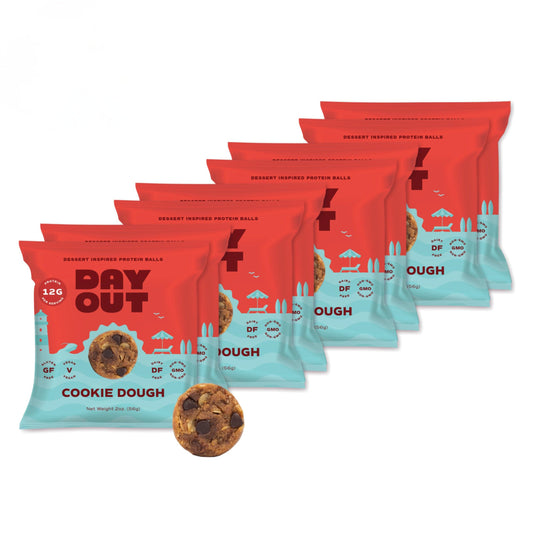 Day Out Protein Snack Balls cookie dough pack close-up showing creamy texture and protein boost