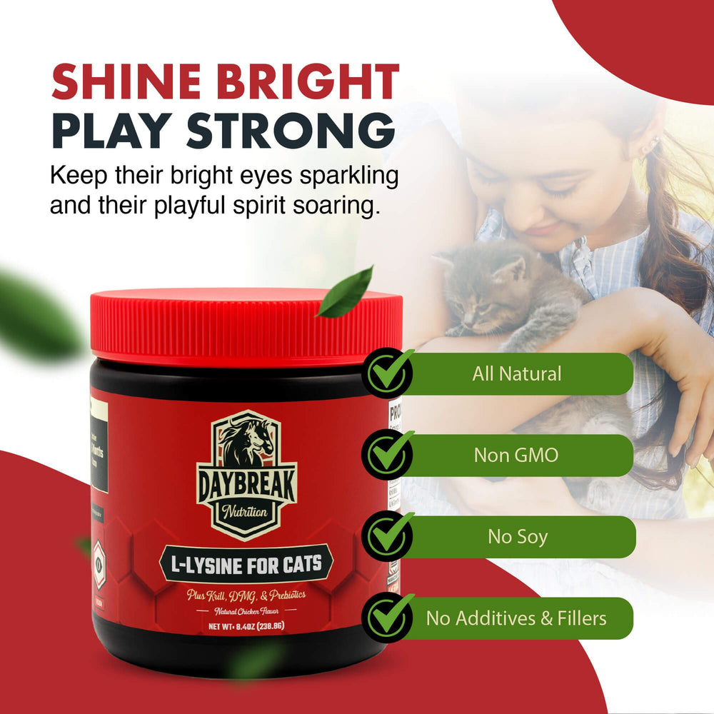 Daybreak Nutrition lysine powder krill ingredient delivers omega-3 benefits for cats.