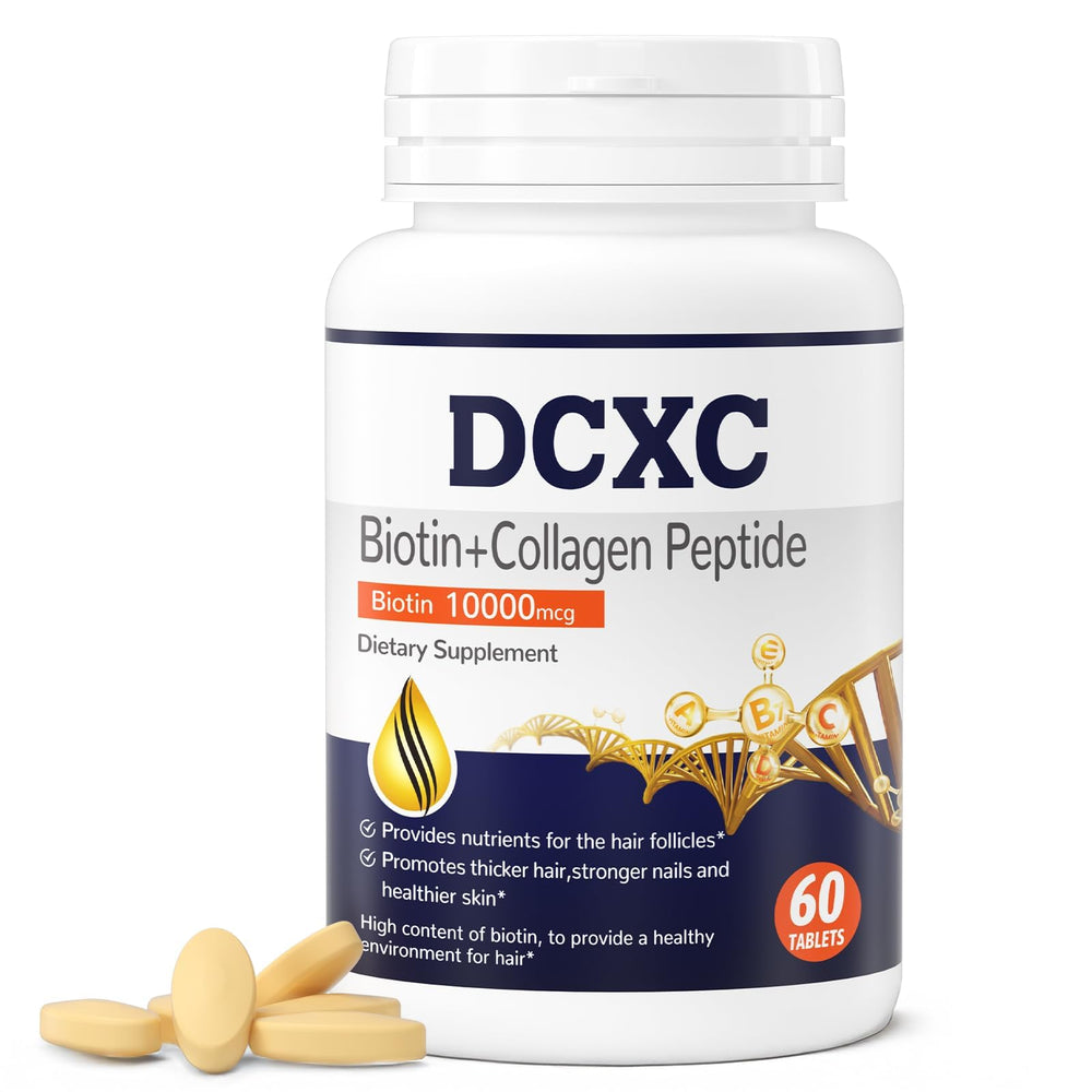 DCXC Biotin Collagen tablets bottle front for daily beauty support