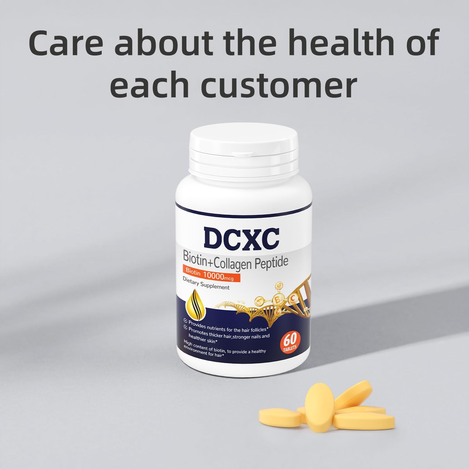 DCXC Biotin Collagen tablets daily routine shot suggesting consistency