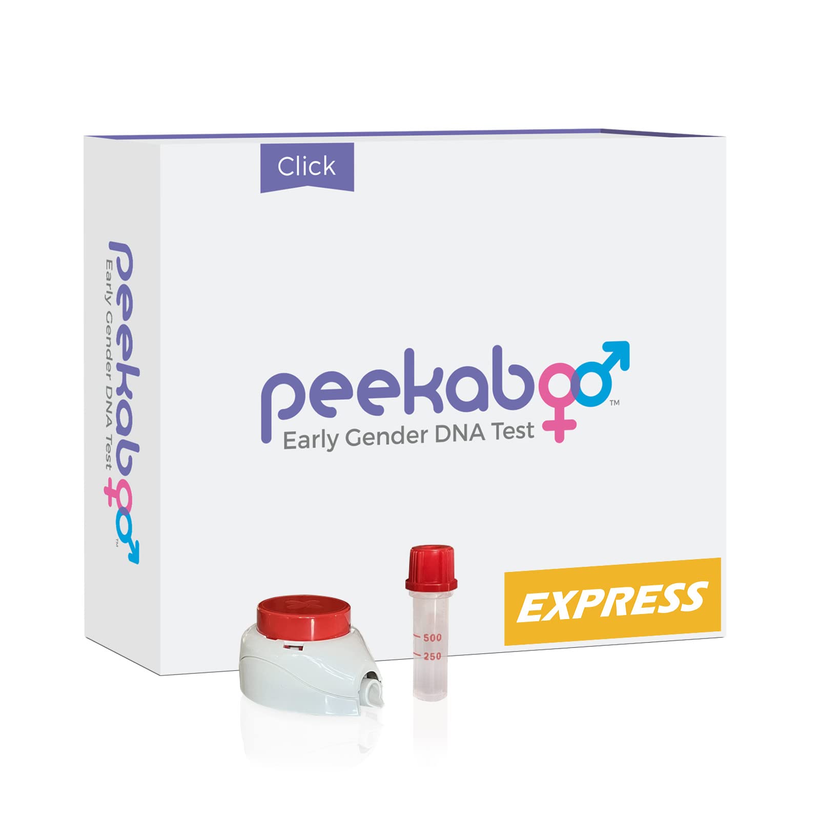 DDC Peekaboo Click Express collection device for simple at‑home sample collection