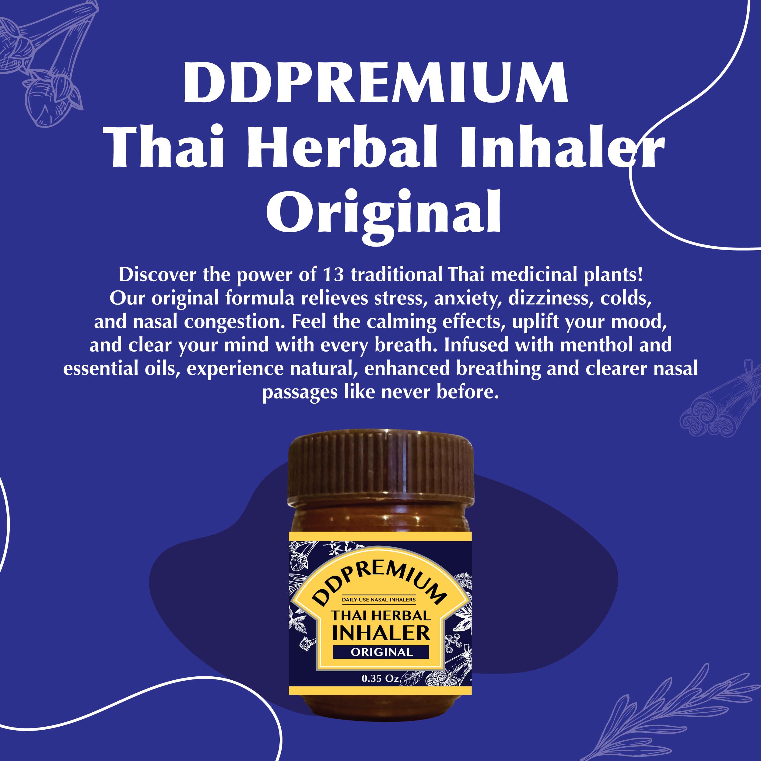 DDPremium blend of menthol, eucalyptus, clove, cardamom for refreshing inhalation.