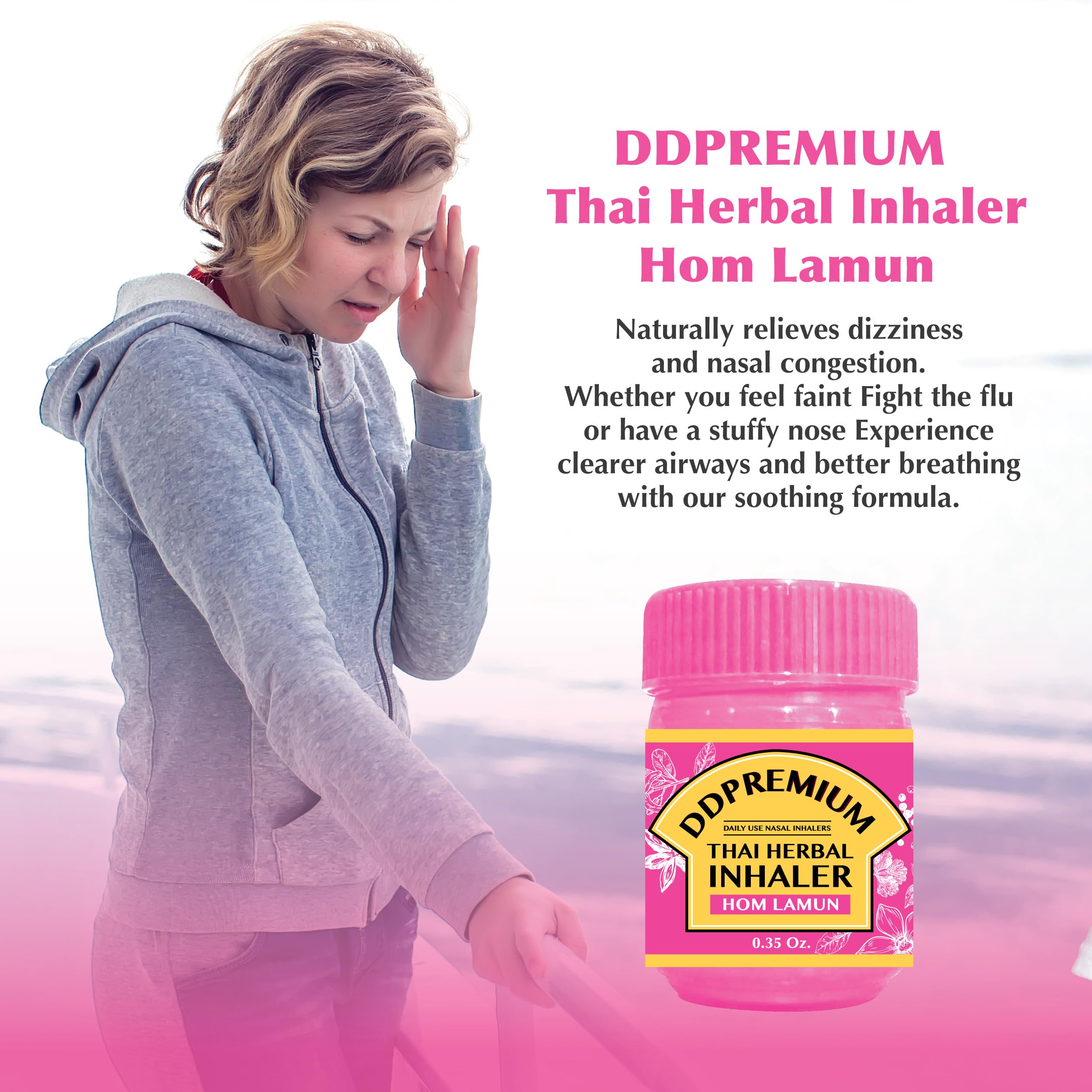DDPremium Thai Inhaler Yadom compact travel size fits pocket for instant inhalation.