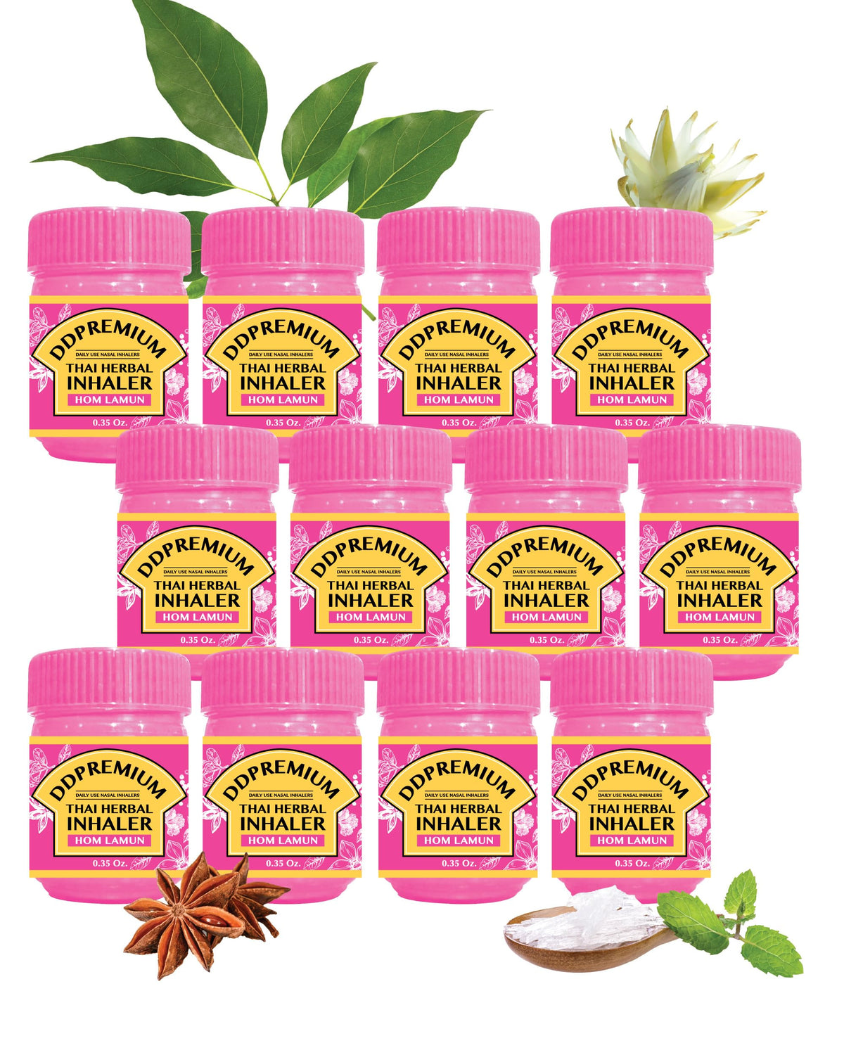 DDPremium Thai Inhaler Yadom twist-open jar for travel and on-the-go breathing.