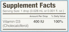 Ddrops Baby 400 IU drops contents – 90 drops per bottle